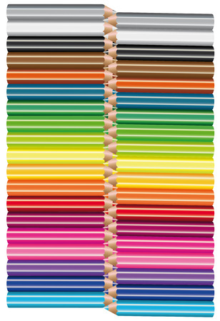 Set colored pencils on white background. Vector illustration. Office supplies.のイラスト素材