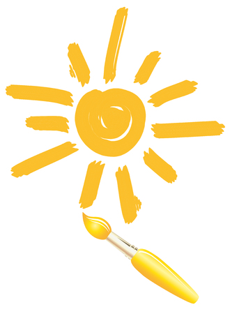 Drawing sun. Brush Images. Icon. Smileyのイラスト素材