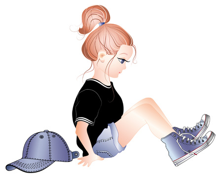 sports girl, baby sneakersのイラスト素材