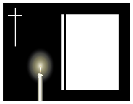 Funeral frame with a candle and a cross, sad event.のイラスト素材