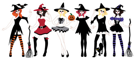 Set witches for Halloween for registration. Stickersのイラスト素材