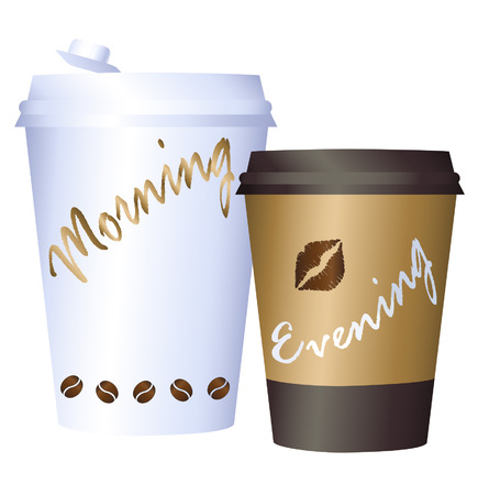 Coffee cup illustration. Paper. coffee cup icon isolated on background. Plastic coffee cup with hot coffee in flat style. Coffee cup beans.のイラスト素材