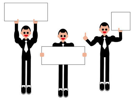 Businessman in a suit with a blank bannerのイラスト素材
