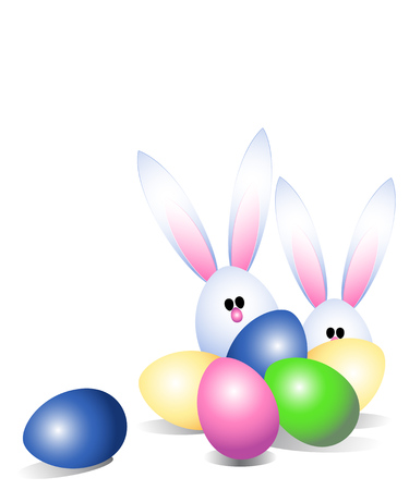 Easter Eggs and Easter Bunnyのイラスト素材