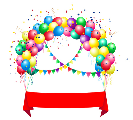 Banner with colored ballsのイラスト素材