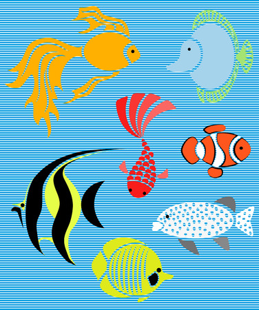 Set Isolated  fish.  Flat design fish. aquarium.のイラスト素材