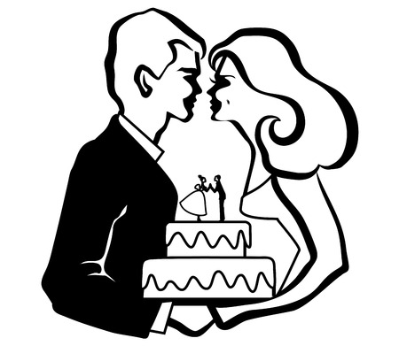 Wedding heart cakeのイラスト素材