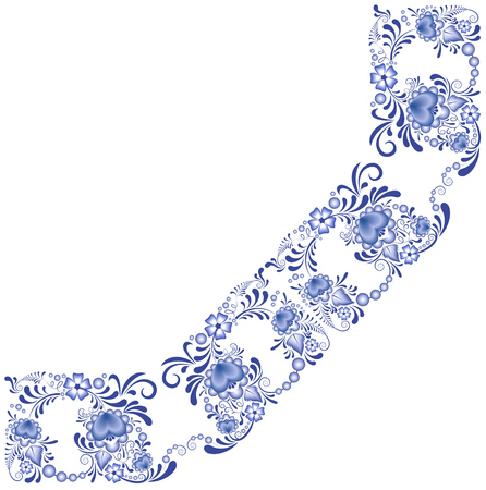 Corner border. Floral swirls and flowers.のイラスト素材