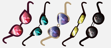 girls in glasses, reflectionのイラスト素材