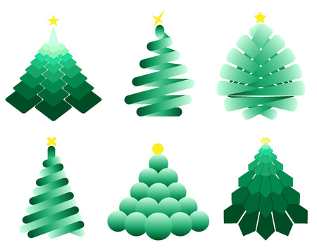 Set of geometric images of Christmas trees. Element for designのイラスト素材