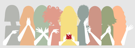 delight, envy, girlfriends, queueのイラスト素材