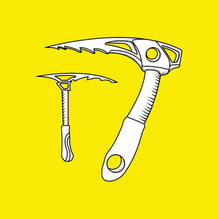 ice axe, climbing axe,Ice pick, axe for climbing, mountain tourism in flat style.のイラスト素材