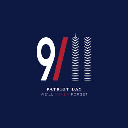 Illustration vector graphic of World Trade Center building in September 11 symbol.New York skyline silhouette. Patriot day. Suitable to place on patriot day event on united states. New York City, United States - September 11th.のイラスト素材