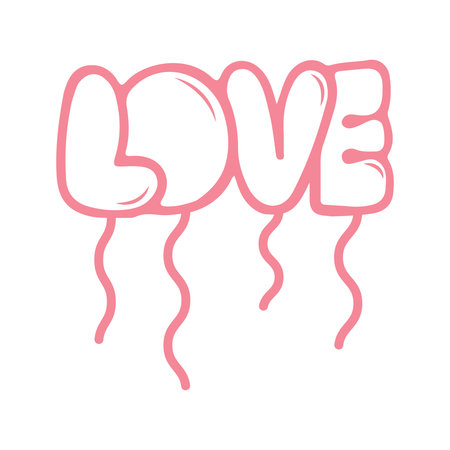 The word 'LOVE' is depicted in a pink, rounded, bubble-letter font with a dripping effect. Wavy lines hang from the bottom of the letters.のイラスト素材