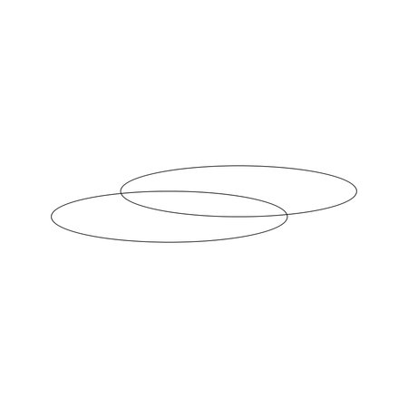 A minimalist graphic featuring two thin, black, intersecting ellipses presented on a clean white backdrop.のイラスト素材