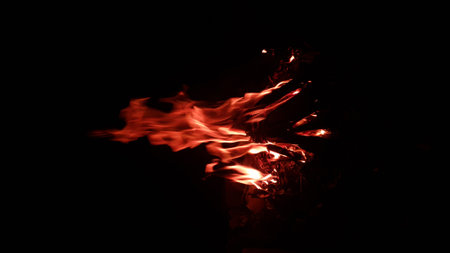 Fire flames on a black background. Flames of fire on a black background.の写真素材