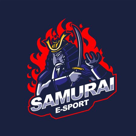 samurai knight logo for e-sport gaming mascot logoのイラスト素材