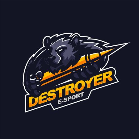 grizzly bear  for e-sport gaming mascotのイラスト素材