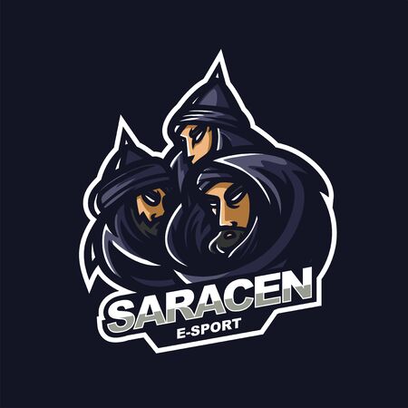 arabic saracen knight logo for e-sport gaming mascot logoのイラスト素材