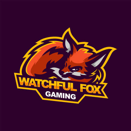 sleeping fox for e-sport gaming mascot logo templateのイラスト素材