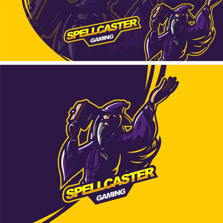 e-sport logo and streamer template of wizard perfect for e-sport team mascot and game streamerのイラスト素材