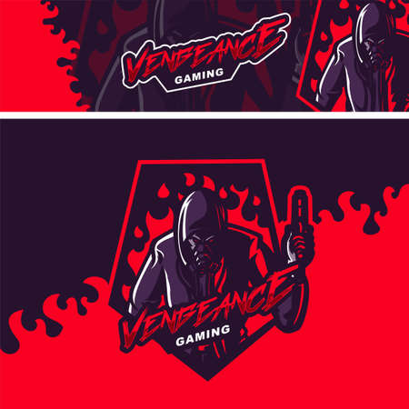 e-sport logo and streamer template of vengeance perfect for e-sport team mascot and game streamerのイラスト素材