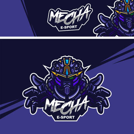e-sport logo and streamer template of robot perfect for e-sport team mascot and game streamerのイラスト素材