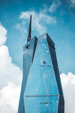 The Unicredit tower in Milan. The Unicredit tower is the tallest skyscraper in Italy.の写真素材