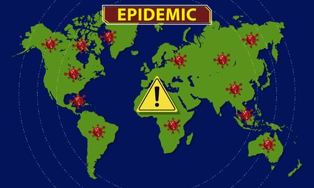 Virus that has spread throughout the world epidemicのイラスト素材