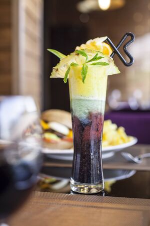 Colorful delicious smoothie designed by fruit slidesの写真素材