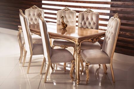 A dining room with modern furnitureの写真素材
