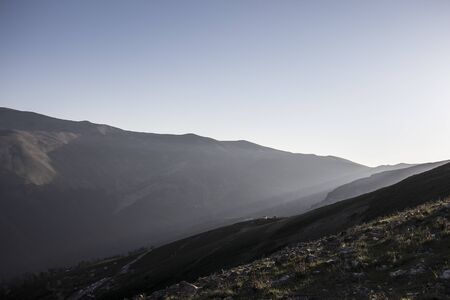 Spectacular sunset in the mountainsの写真素材