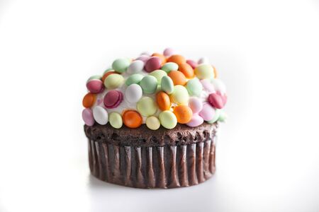 Cupcake beautiful colored cakes with creamの写真素材