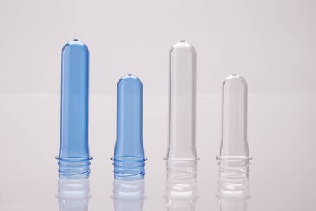 Bottles before forming in blueの写真素材