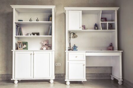 Two beautiful white cabinets home