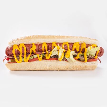 Hot dog sandwich with special sauceの写真素材