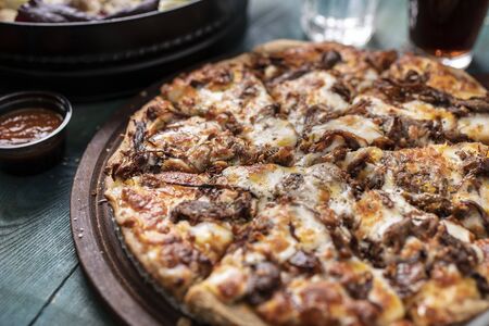 Roast Beef Pizza Close Upの写真素材