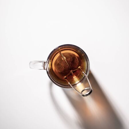 Top view photo of a black tea cupの写真素材