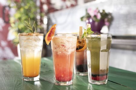 Colorful cocktails on the barの写真素材