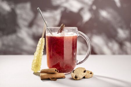 Delicious herbal tea with ingredientsの写真素材