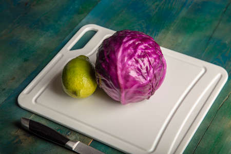 plastic chopping board with Knifeの写真素材