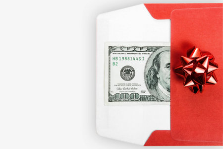 Money for holidays on white backgroundの写真素材