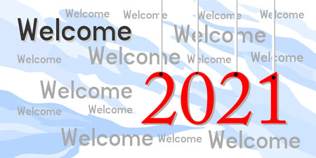 2021 Set of Happy New Year 2021. Welcome New Year christmas. Cover of card, print, overlay or stamp, seal, greeting, invitation card for 2021. Vector illustration.のイラスト素材