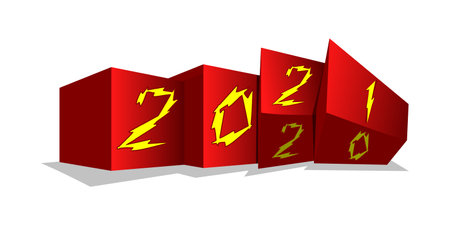 2021 Set of Happy New Year 2021. Welcome New Year christmas. Cover of card, print, overlay or stamp, seal, greeting, invitation card for 2021. Vector illustration.のイラスト素材