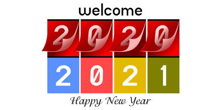 2021 Set of Happy New Year 2021. Welcome New Year christmas. Cover of card, print, overlay or stamp,...