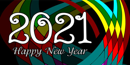 2021 Set of Happy New Year 2021. Welcome New Year christmas. Cover of card, print, overlay or stamp, seal, greeting, invitation card for 2021. Vector illustration.のイラスト素材