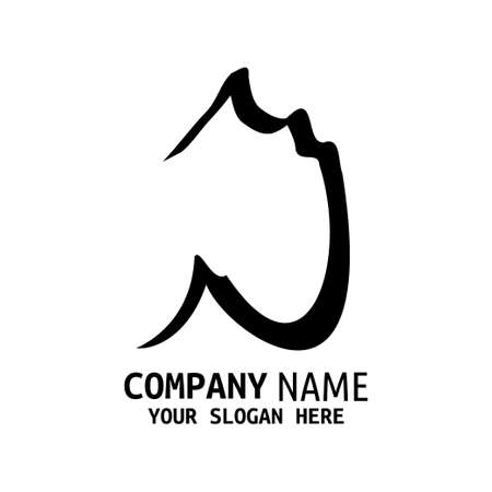 Handwritten Initial logo style letter minimalist calligraphy with mountains concept. Vectorのイラスト素材