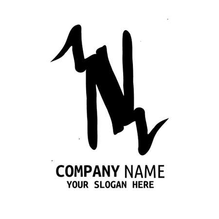 Handwritten Initial logo style letter minimalist calligraphy with mountains concept. Vectorのイラスト素材