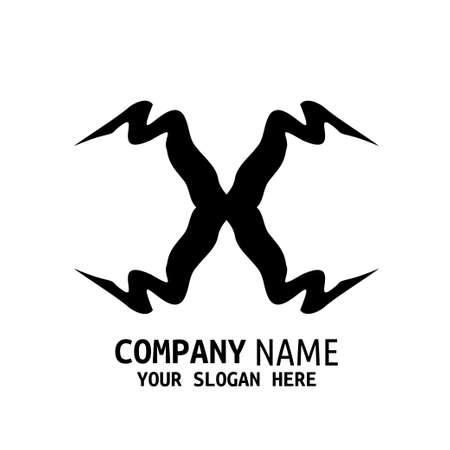 Handwritten Initial logo style letter minimalist calligraphy with mountains concept. Vectorのイラスト素材