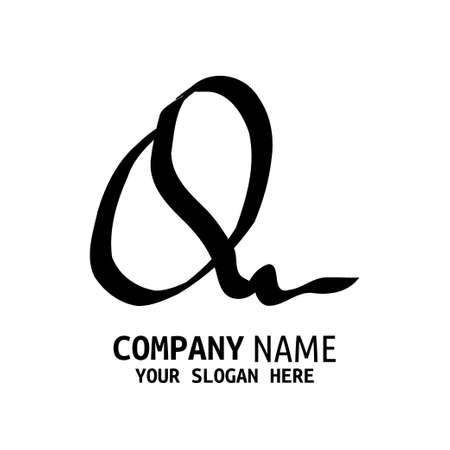 Handwritten Initial logo style letter minimalist calligraphy with mountains concept. Vectorのイラスト素材